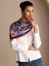 [Navy Seahorse] SilkSilky Scarf 004