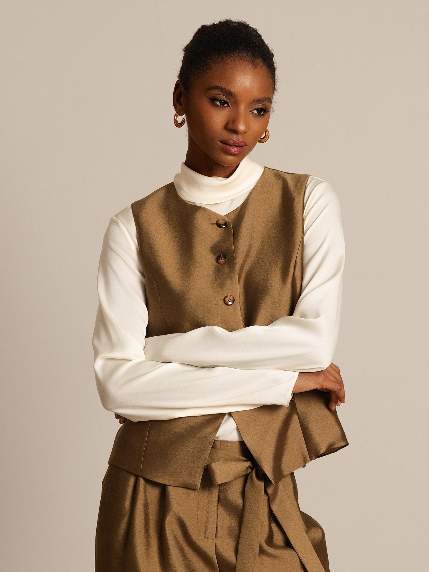 [Bronze] SilkSilky  32Momme Silk Womens Vest 008,