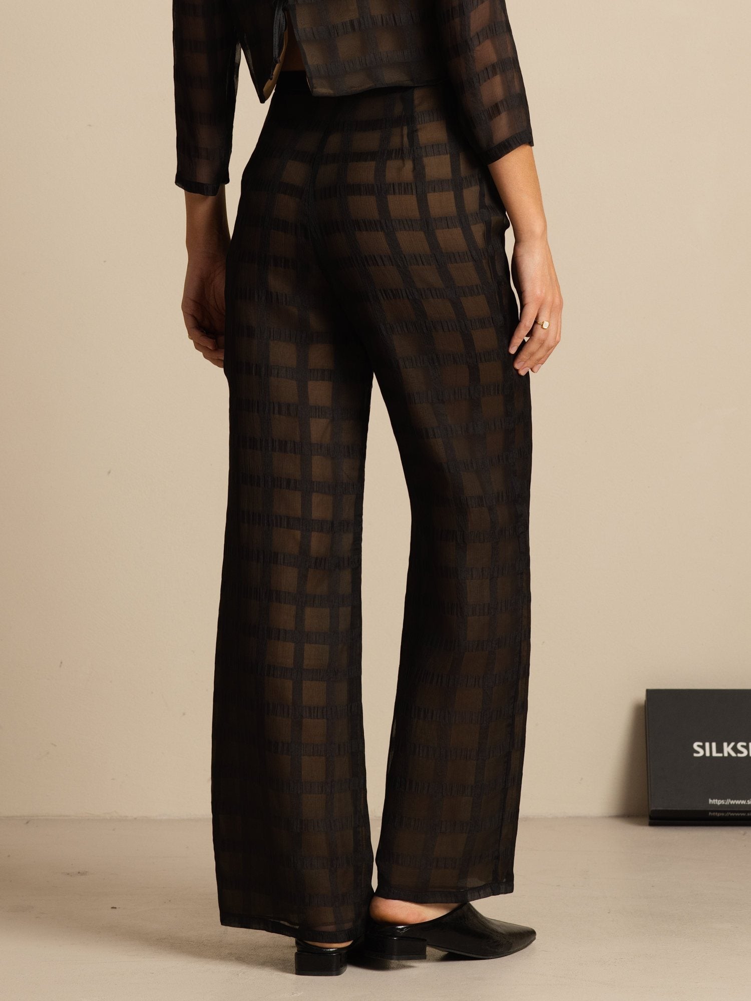 [Black] SilkSilky Pure Silk Womens Pants 002