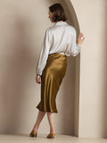 SilkSilky  19Momme Pure Silk Skirt Brown 002