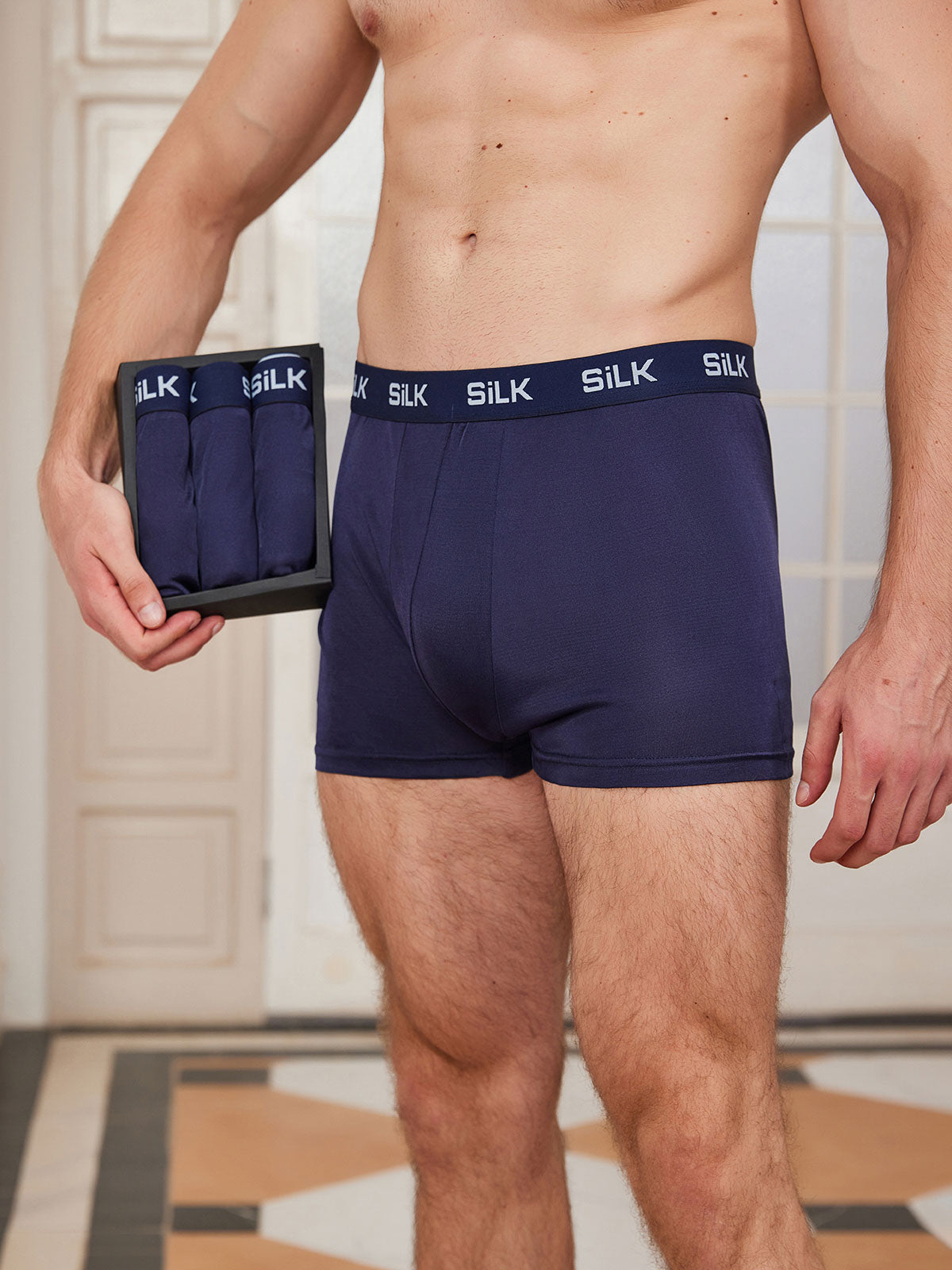 SilkSilky US Silk Knitted Mens Underwear DarkBlue 002