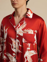 [Wine] SilkSilky  Long Sleeve Notch Collar Men's Pajamas 007