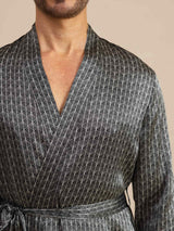 [Black Ginkgo] SilkSilky Long Sleeve Mens Robe 005
