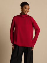 [Wine] SilkSilky 19Momme Silk Long Sleeve Turtle Neck Women's T-Shirt 005