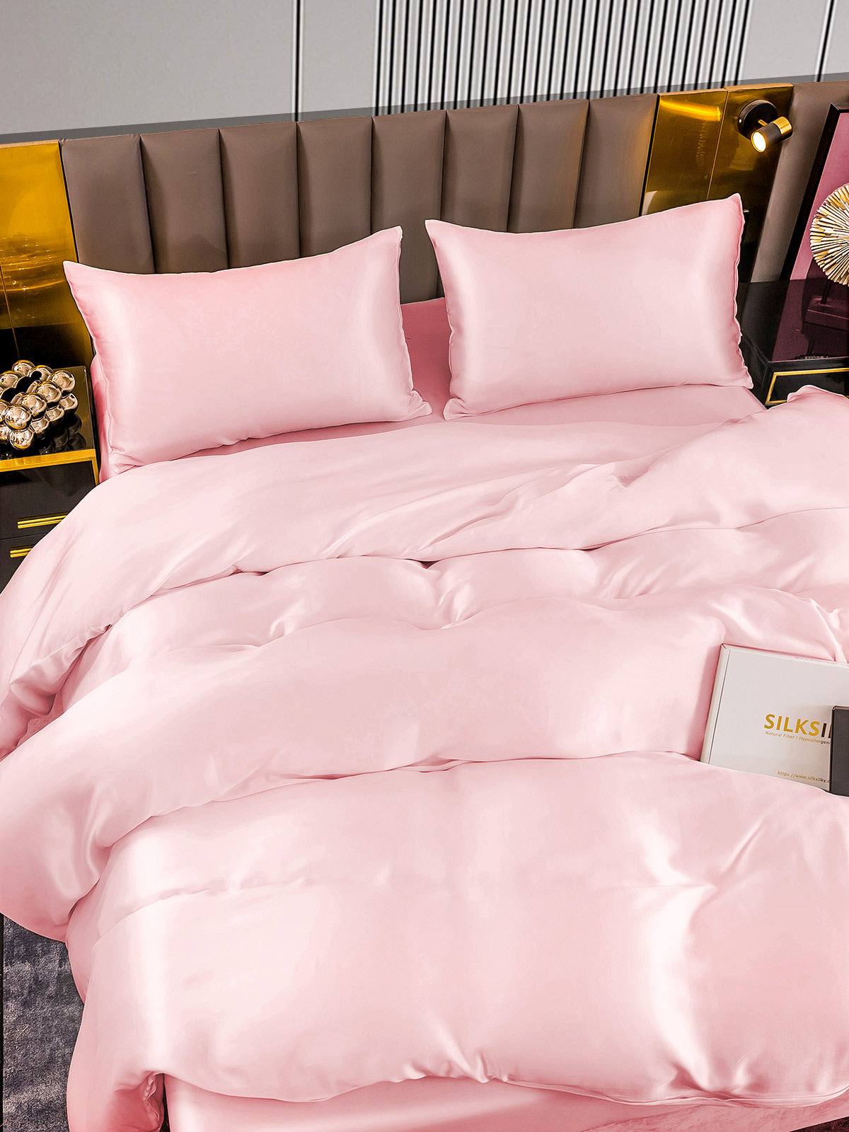 SilkSilky US 22Momme Pure Silk Bedding Set Pink 005