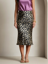 [Leopard] SilkSilky  19Momme Pure Silk Skirt 003,