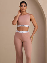 [Pink] SilkSilky Sleeveless Crew Neck Women's Outfit Sets 003