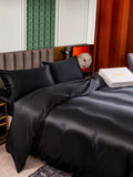 SilkSilky US 25Momme Pure Silk Bedding Set Black 005