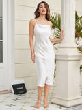 SilkSilky US Silk Sleeveless Cowl Neck Dress White 004