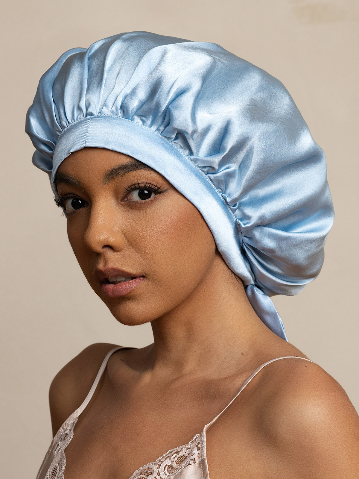 [Light Blue] SilkSilky  Pure Silk Sleep Cap 002