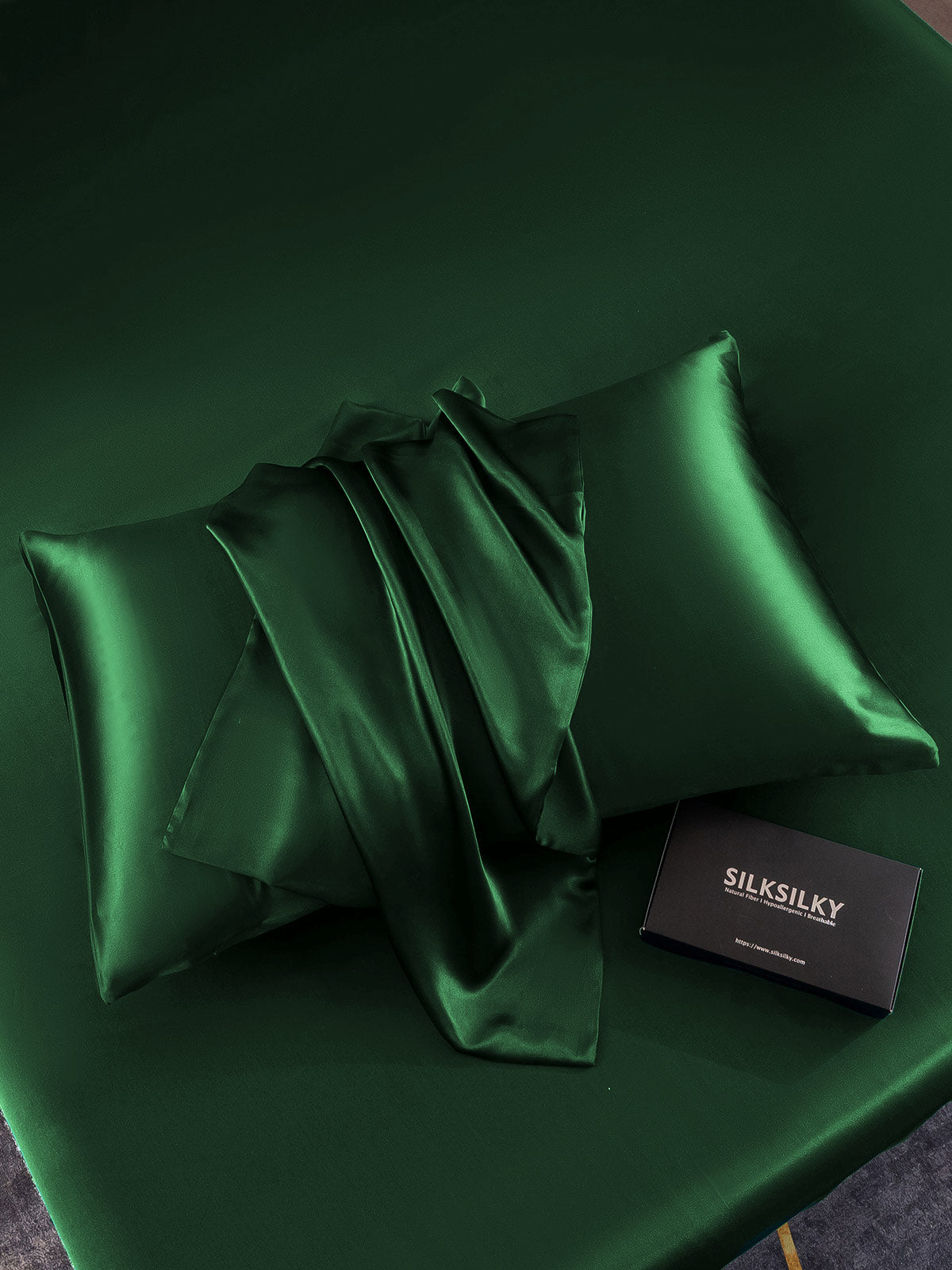 SilkSilky  19Momme Pure Silk Pillowcase DarkGreen 005