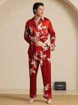 [Wine] SilkSilky  Long Sleeve Notch Collar Men's Pajamas 008