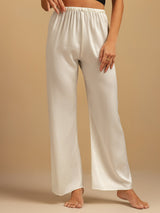 [White] SilkSilky 19Momme Silk Womens Sleep Bottoms 001