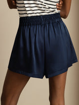 [Dark Blue] SilkSilky  19Momme Stretch Silk Charmeuse Women's Shorts 002