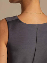 [Gray] SilkSilky  32Momme Silk-Wool Blend Sleeveless V Neck Women's Vest 004