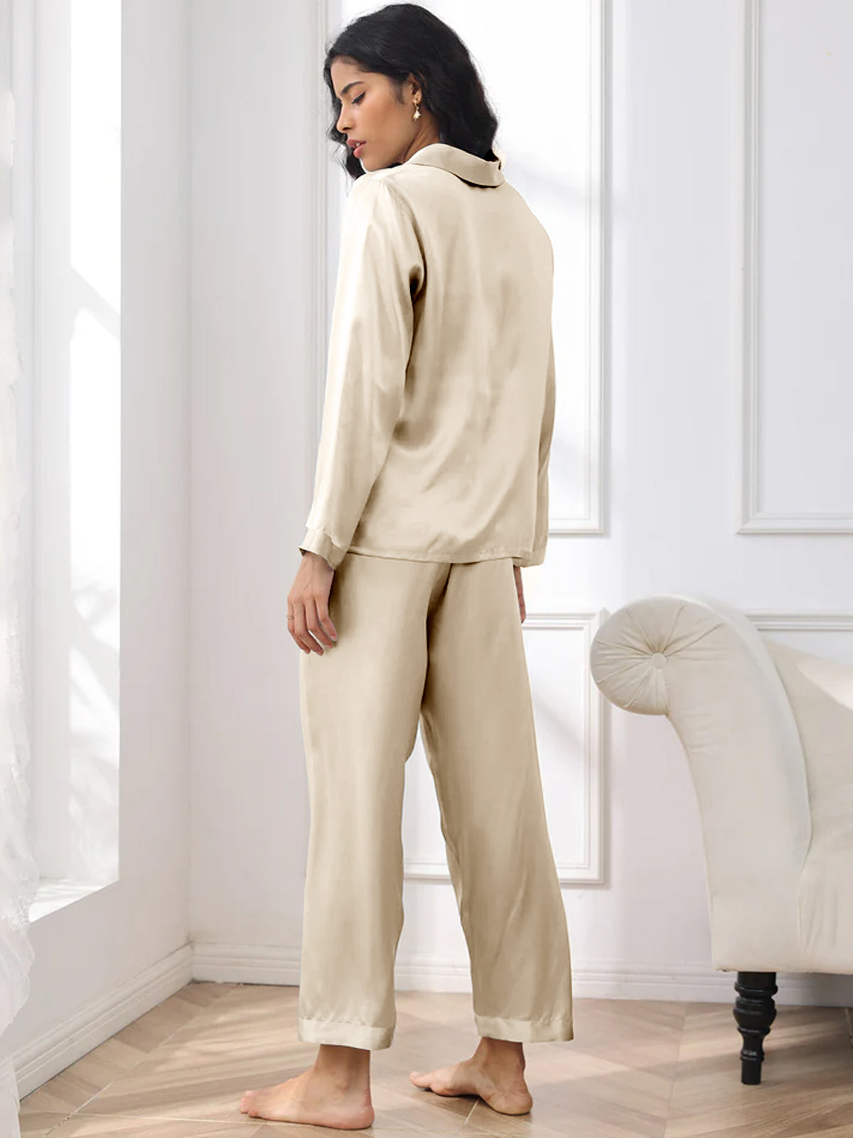 [Champagne] SilkSilky  Pure Silk Womens Pajamas 002,