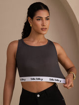 [Gray] SilkSilky  Sleeveless Crew Neck Camisole Top 003