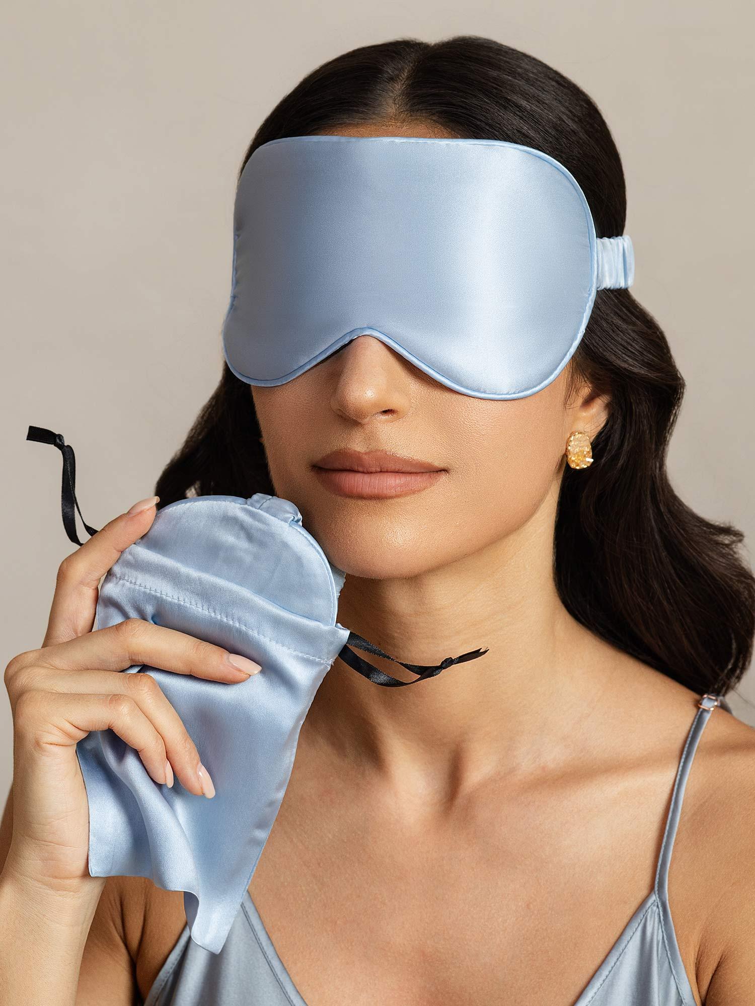 [LightBlue] SilkSilky Pure Silk Eye Mask 003