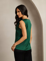 [Dark Green] SilkSilky  Sleeveless Round Neck Camisole Top 002