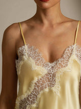 [Light Yellow] SilkSilky  Spaghetti Strap V Neck Camisole Top 004