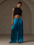 SilkSilky US Pure Silk Womens Pants Teal 005