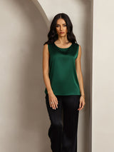 [Dark Green] SilkSilky  Sleeveless Round Neck Camisole Top 003