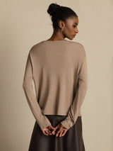 [Tan] SilkSilky  Long Sleeve Women's Cardigan 002