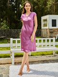 SilkSilky US 22Momme Silk Cap Sleeve Nightgown Purple 004