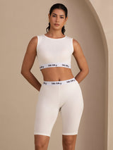 [White] SilkSilky  Sleeveless Crew Neck Women's Outfit Sets 001