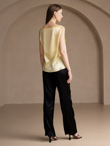 [Light Yellow] SilkSilky  Sleeveless Round Neck Camisole Top 002