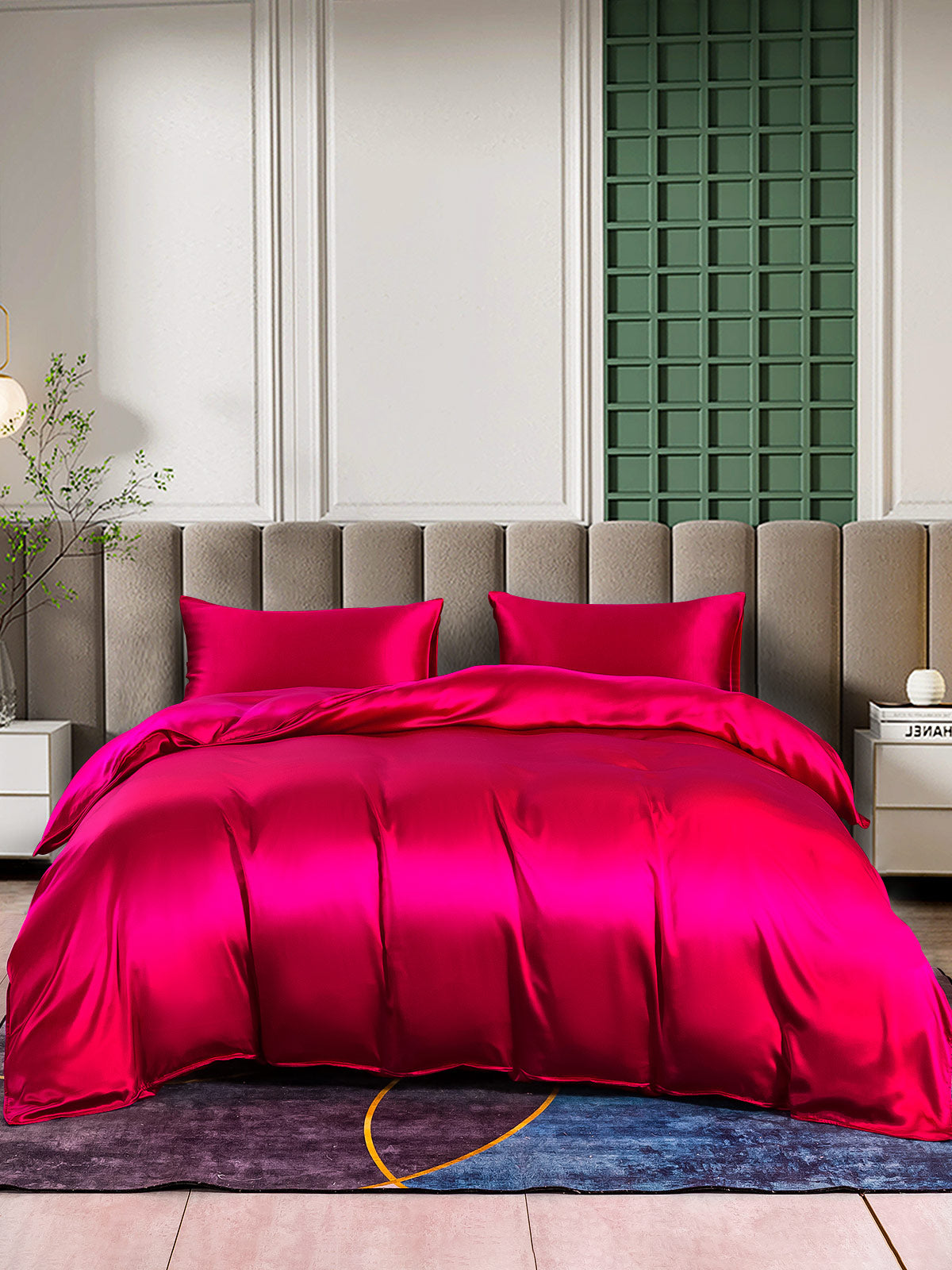 SilkSilky US 25Momme Pure Silk Bedding Set Wine 005