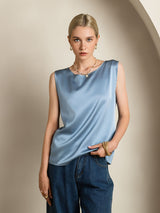 [Grayish Blue] SilkSilky  Sleeveless Round Neck Camisole Top 001