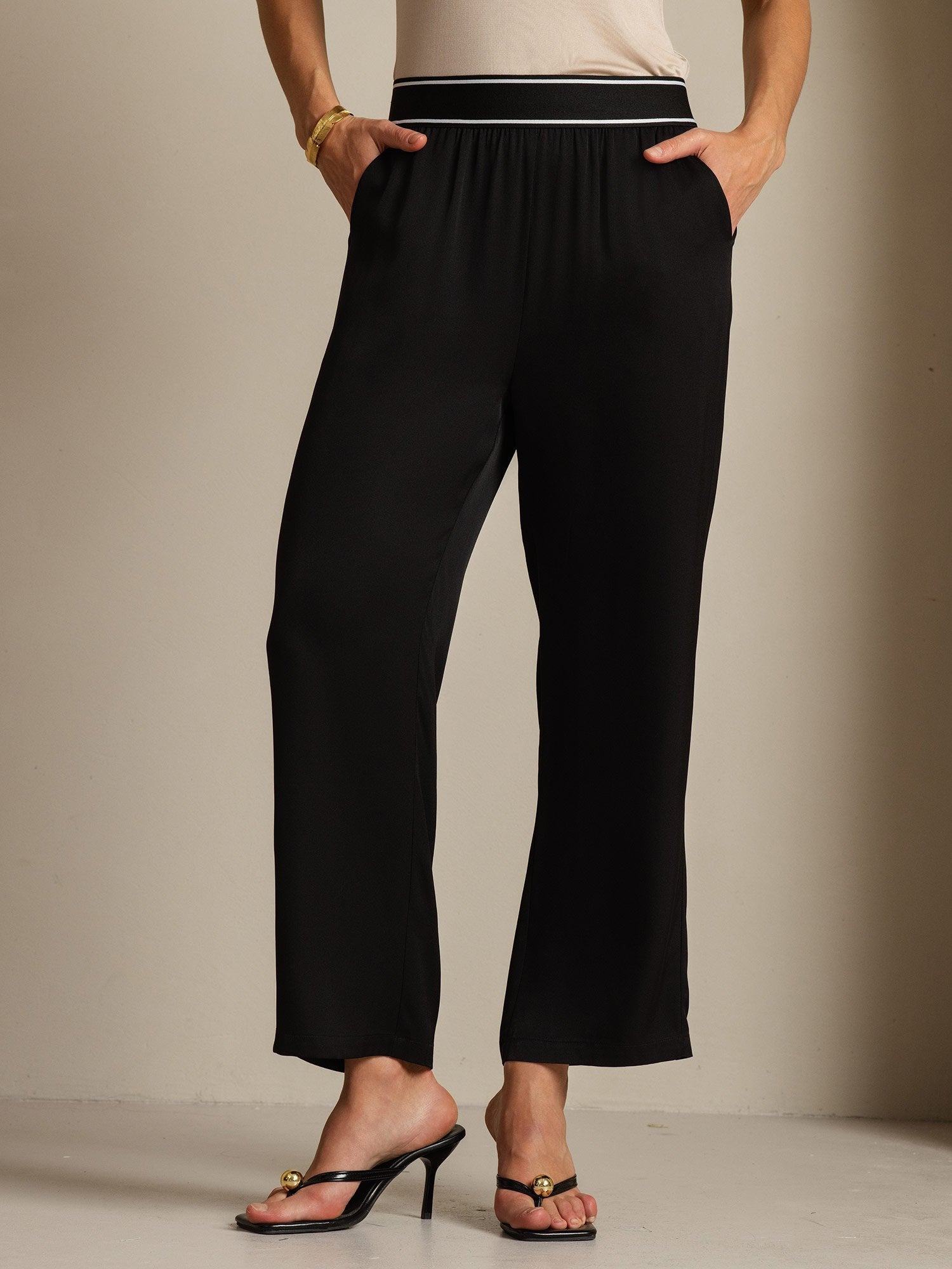 [Black] SilkSilky 22Momme Silk Womens Pants 001
