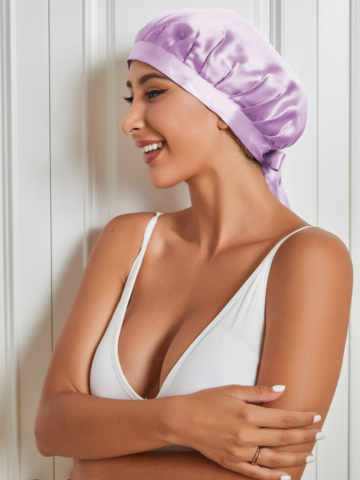 SilkSilky  Pure Silk Sleep Cap Lavender 003