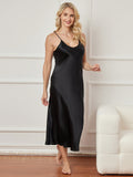 SilkSilky  Pure Silk Sleeveless Boat Neck Dress Black 004