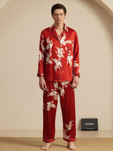 [Wine] SilkSilky  Long Sleeve Notch Collar Men's Pajamas 003