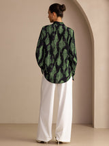 [Black Moss] SilkSilky Long Sleeve Lapel Collar Blouse 002
