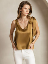 [Bronze] SilkSilky  Sleeveless V Neck Women's T-Shirt 005
