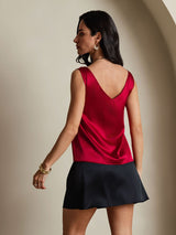 [Wine] SilkSilky  Sleeveless V Neck Camisole Top 002