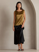 [Brown] SilkSilky  Sleeveless Round Neck Camisole Top 001