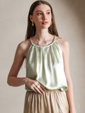 SilkSilky US19MommeSilkBlendSleevelessRoundNeckCamisoleTopLightGreen001