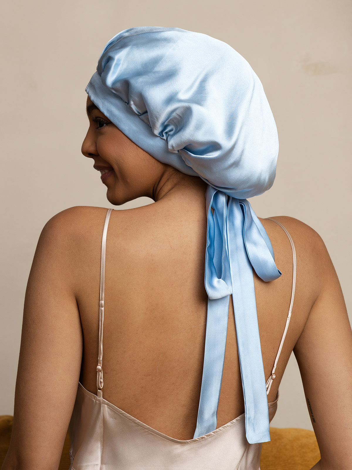 [Light Blue] SilkSilky  Pure Silk Sleep Cap 005