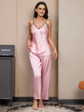 SilkSilky US Pure Silk Sleeveless V Neck Women's Pajamas Pink 004