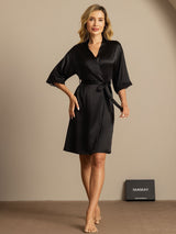 [Black] SilkSilky  Half Sleeve Women's Robe 005
