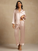 [Pink] SilkSilky  Long Sleeve Notch Collar Women's Pajamas 001