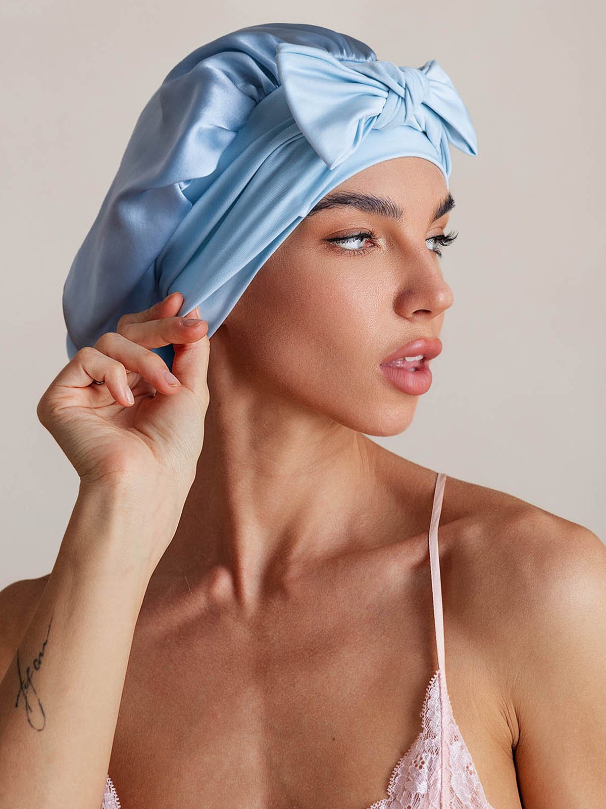 SilkSilky Pure Silk Sleep Cap SkyBlue 003