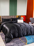 SilkSilky US 25Momme Pure Silk Bedding Set Black 002