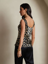 [Leopard] SilkSilky  19Momme Silk U Neck Camisole Top 002,