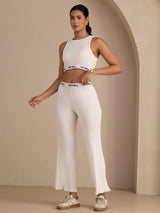 [White] SilkSilky Sleeveless Crew Neck Women's Outfit Sets 003