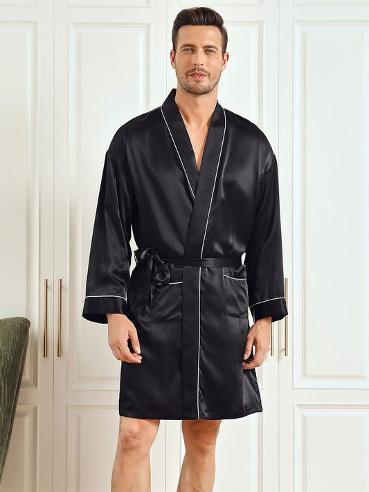 NK Men 3/4 Robe - Short Silk Robe for Men